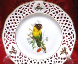 FARFURIE PORTELAN PERFORAT BURG LINDAU BAVARIA DECOR PAPAGAL 19.5 CM