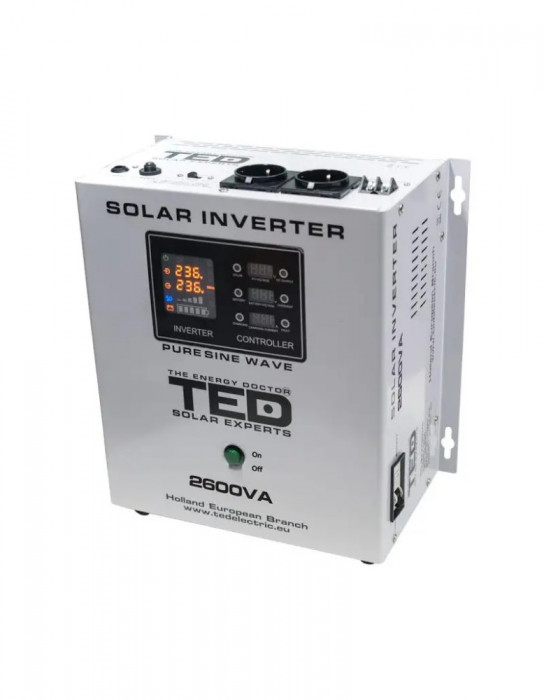 Invertor Solar Fotovoltaic Monofazat Off-Grid, 24V 2600VA 1800W MPPT cu unda sinusoidala pura, TED Electric