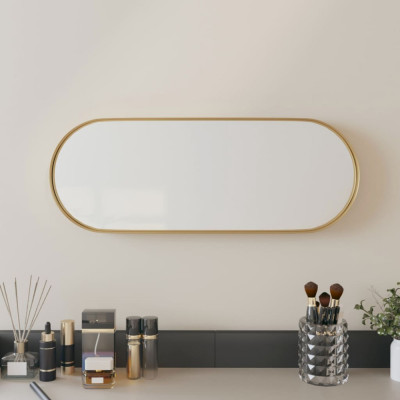 vidaXL Oglindă de perete, auriu, 15x40 cm, ovală foto