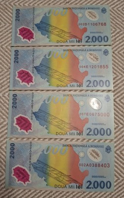 5 bancnote de 2000 lei 1999 UNC eclipsa foto