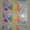 5 bancnote de 2000 lei 1999 UNC eclipsa