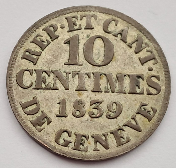 Elvetia, 10 Centimes 1839 Geneva