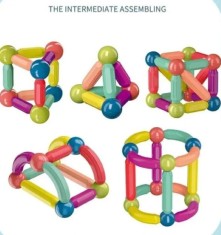 Set 36 Magnetic Sticks &ndash; Joc Educativ de Construcție cu 36 de Piese, Bile și Bețe Magnetice, Ideal pentru Copii 3+, Multicolor engros