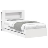 vidaXL Cadru de pat cu depozitare Alb 80 x 200 cm Lemn prelucrat 3434003