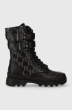 Karl Lagerfeld bocanci de piele TREKKA II KC femei, culoarea negru, cu toc plat, KL42586F