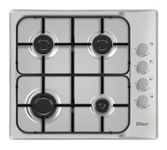 Plita incorporabila inox Zilan ZLN-0027, Gaz gpl sau natural, Aprindere electrica, 4 arzatoare, 60x50 cm foto