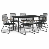 Cumpara ieftin Set mobilier de gradina, 7 piese, negru, ratan PVC