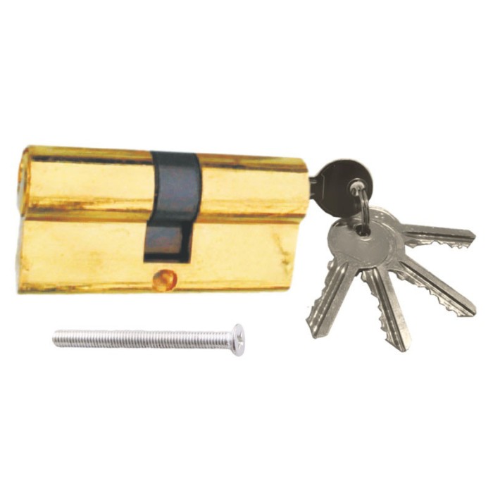 Butuc pentru usa galben, 60 mm, cu 5 chei