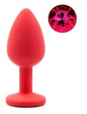 Dop Anal Silicone Buttplug, Small, Rosu/Roz, Guilty Toys