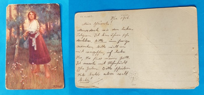 Carte Postala circulata corespondenta anul 1916 - Portret de femeie - superba