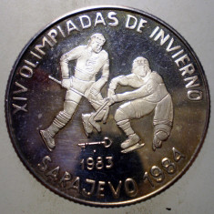 C.410 CUBA OLIMPIADA SARAJEVO HOCKEY 5 PESOS 1983 PROOF ARGINT 5000ex.