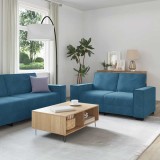 vidaXL Set de canapele cu perne, 2 piese, albastru, catifea 3324709