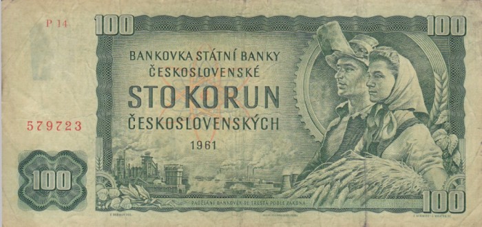 CEHOSLOVACIA 100 korun 1961 VF!!!