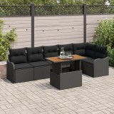 Set canapea gradina Gossi 7 piese cu perne negru ratan poliester, canapea gradina Gossi 2 persoane cu depozitare si perne negru ratan poliester