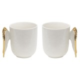 Set 2 cani ceramica alba Clayre &amp; Eef Wings, 350 ml, 11x9x10 cm