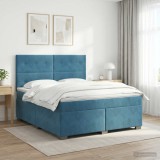 Cumpara ieftin Pat boxspring cu saltea albastru 160 x 200 cm Catifea