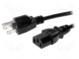 Cablu 3x18AWG IEC C13 mamă NEMA 5-15 mufă PVC 3m negru LIAN DUNG