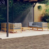 vidaXL Set mobilier grădină cu perne gri, 7 piese, lemn masiv de pin 3096117