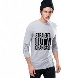 Cumpara ieftin Bluza barbati gri cu text negru - Straight Outta Crangasi - S, THEICONIC