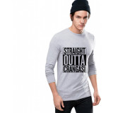 Bluza barbati gri cu text negru - Straight Outta Crangasi - XL
