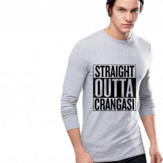 Bluza barbati gri cu text negru - Straight Outta Crangasi - S