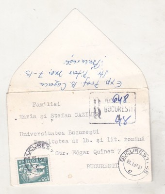 bnk div Plic circulat recomandat Boris Cazacu - Stefan Cazimir 1967 foto