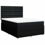 Cumpara ieftin Pat box spring cu saltea, negru, 140x200 cm, textil