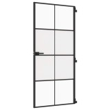 Usa de interior negru 93x201,5 cm sticla securiz./aluminiu slim
