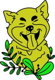 Cumpara ieftin Sticker decorativ, Japanese Dog, Galben, 85 cm, 7058ST-1