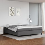 Cumpara ieftin Pat box spring cu saltea, gri, 200x200 cm, piele ecologică