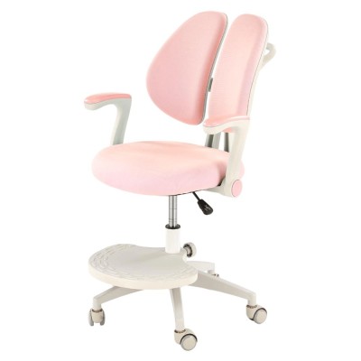Scaun birou ergonomic pentru copii HM Panco, ajustabil pe inaltime si adancime, mesh, suport pentru picioare, roz foto
