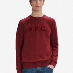 A.P.C. hanorac de bumbac Sweat bărbați, culoarea bordo, cu imprimeu COFAX.H27378-BORDEAUX