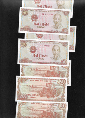 Vietnam 200 dong 1987 unc pret pe bucata foto