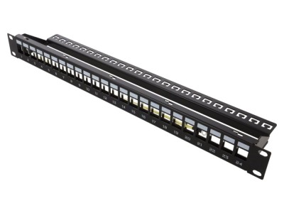 Patch Panel Goobay 24 Porturi Negru 19&amp;quot; Rack Cod 95743 foto