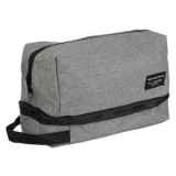 Geantă cosmetică gri cu 2 compartimente și fermoar, 24x13x17 cm, CMCLASS