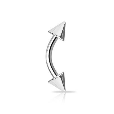Piercing Ureche Barbel Curbat - 1.2x8x3/3 - argintiu con foto