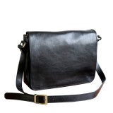 Geanta dama messenger port laptop din piele naturala vachetta, neagra, GD108, Geanta stil postas, Negru