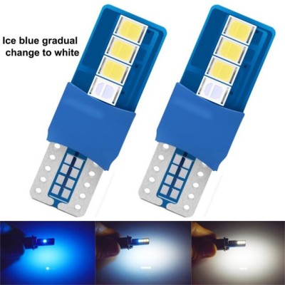 Becuri led T10 W5W Dual color ( albastru si alb ) 12V set de 2 bucati foto
