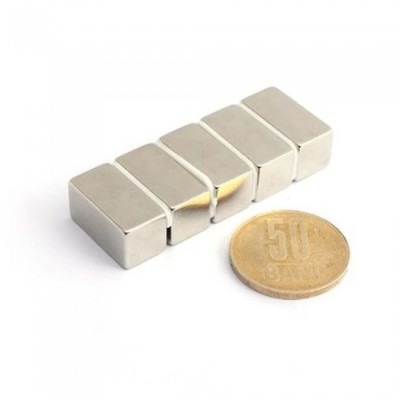 Set 5 magneti foarte puternic, tip bloc, 20 x 10 x 10 mm, gri foto