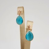 Cumpara ieftin Cercei Argint 925 Placat Aur Roz, Jad Verde Acvatic Lacrima, 2.6cm, Made in Italy
