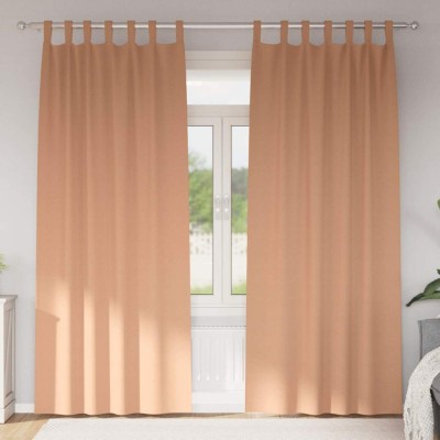 Perdele cu perdele 2 pcs Maro deschis 245 x 140 cm Poliester foto