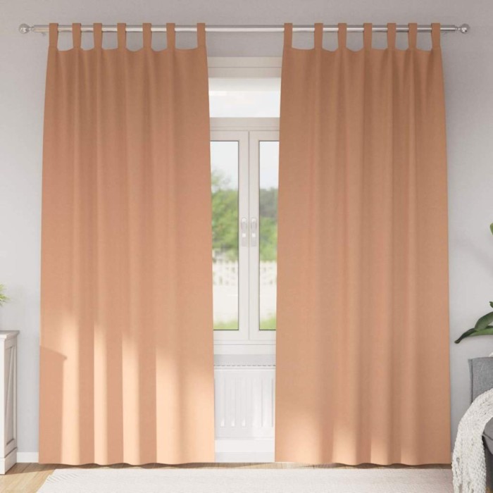 Perdele cu perdele 2 pcs Maro deschis 245 x 140 cm Poliester