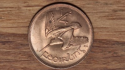 R10 Irlanda - raritate - 1 farthing (1/4 penny) 1959 UNC - bijuterie de moneda ! foto