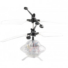 Elicopter mini de jucarie, model ufo, controlabil cu mana, alb