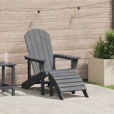 vidaXL Scaun Adirondack cu suport pentru picioare Gri deschis HDPE