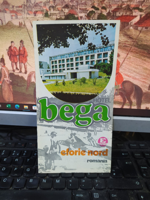 Hotel Bega, Eforie Nord, Rom&acirc;nia, hartă și pliant, Publiturism 1978, 109