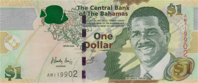 BAHAMAS █ bancnota █ 1 Dollar █ 2008 █ P-71 █ UNC █ necirculata █ foto