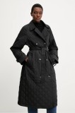 Answear Lab palton femei, culoarea negru, de tranzitie