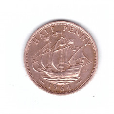 Moneda Marea Britanie 1/2 penny 1964, stare foarte buna, curata