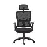 Scaun ergonomic de birou suport lombar integrat reglare inaltime tetiera reglabila pivotant mesh negru